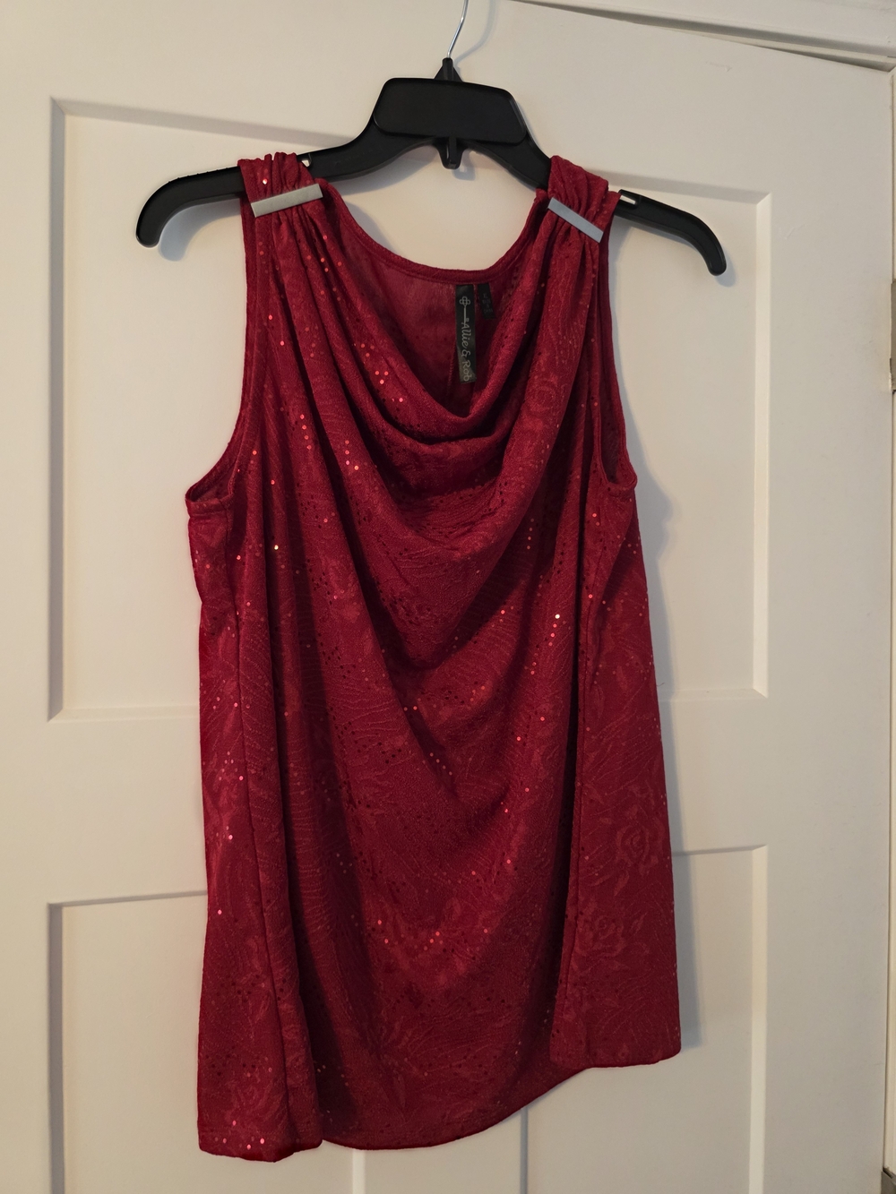 Allie & Rob Red Sequin Drape Neck Camisole